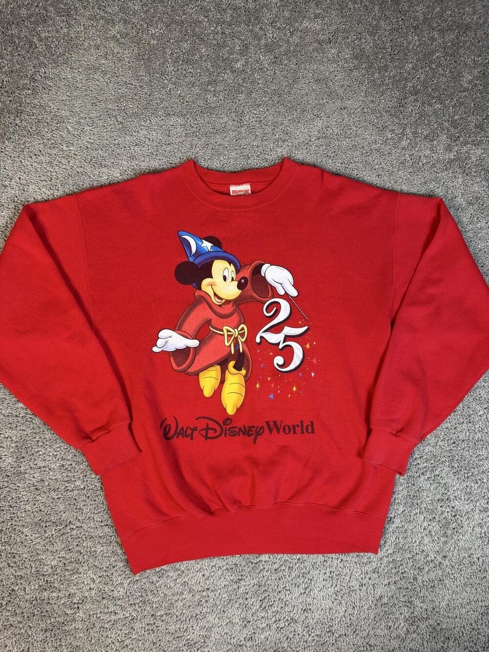 Vintage Disney Mickey Inc Sweatshirt Mens XL Red Mickey Mouse 25th Anniversary
